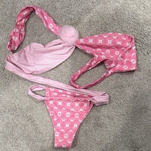 Strawberry Milk Mob Pink Patterned Bikini Set